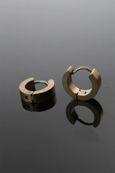 Hkursat 316L Çelik Gold Renk Halka Model Çift Küpe