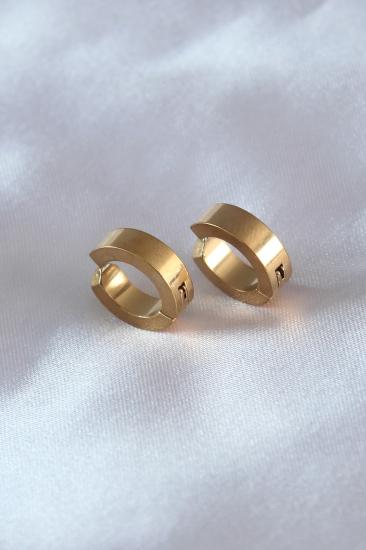 Hkursat 316L Çelik Gold Renk Sıkıştırmalı Erkek Küpe