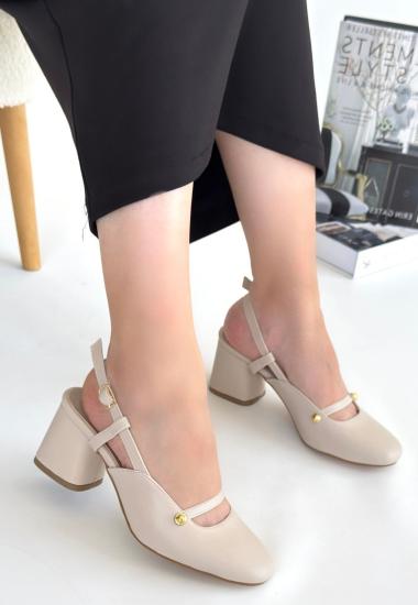 Hkursat Jecci Bej Cilt Topuklu Ayakkabı