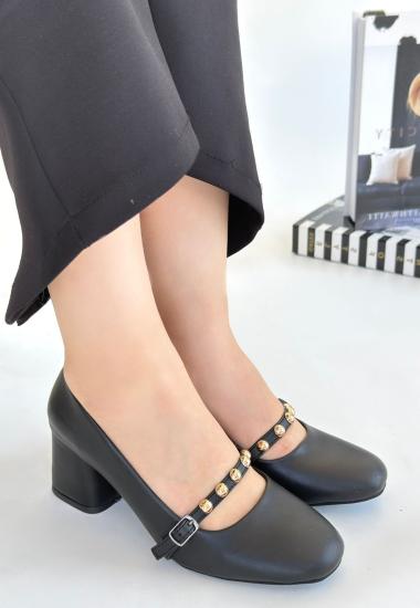 Bluefeet Siyah Cilt Kadın Topuklu Ayakkabı