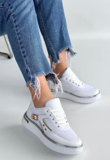 Hkursat Beyaz Cilt Bağcıklı Kadın Spor Ayakkabı