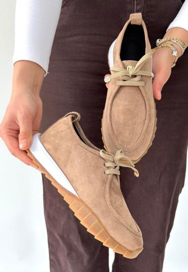 Hkursat Bej Süet Bağcıklı Kadın Spor Ayakkabı