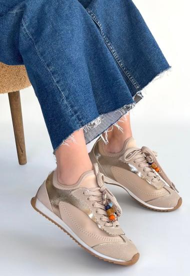 Hkursat Riaf Bej Cilt Bağcıklı Spor Ayakkabı
