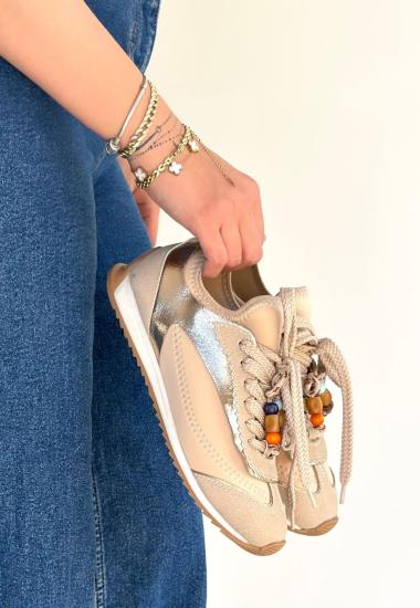 Hkursat Riaf Bej Cilt Bağcıklı Spor Ayakkabı