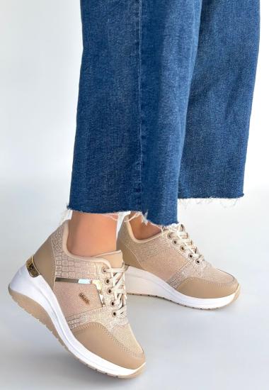 Hkursat Geja Bej Cilt Bağcıklı Spor Ayakkabı