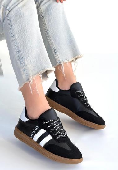 Hkursat Zerti Siyah Cilt Bağcıklı Spor Ayakkabı