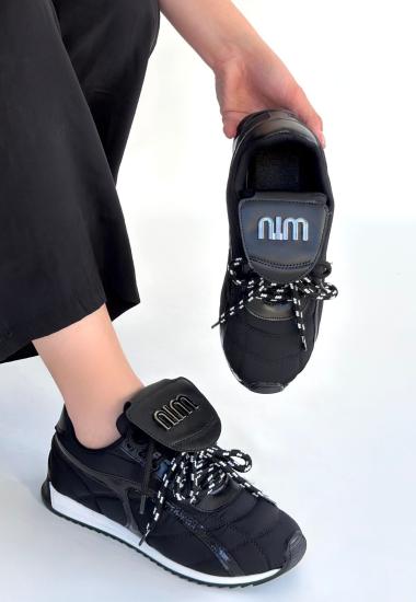 Hkursat Dissa Siyah Cilt Bağcıklı Paraşüt Detaylı Spor Ayakkabı