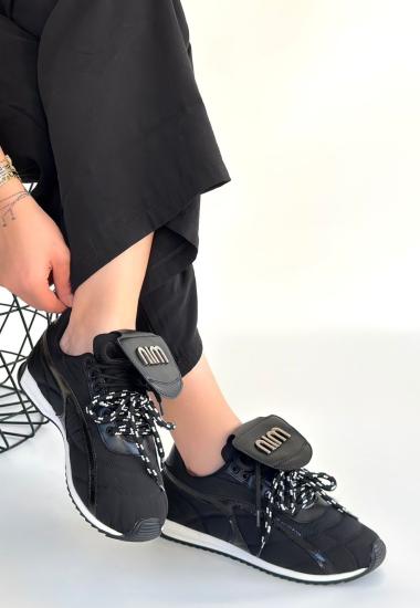 Hkursat Dissa Siyah Cilt Bağcıklı Paraşüt Detaylı Spor Ayakkabı