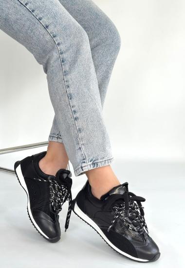 Hkursat Reat Siyah Cilt Bağcıklı  Paraşüt Detaylı Spor Ayakkabı