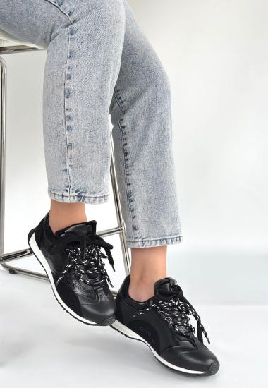 Hkursat Reat Siyah Cilt Bağcıklı  Paraşüt Detaylı Spor Ayakkabı