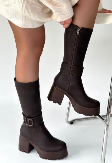 Bluefeet Kahverengi Nubuk Kadın Topuklu Çizme