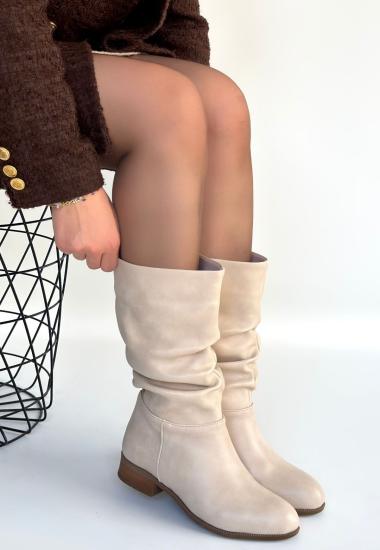 Bluefeet Bej Cilt Körüklü Kadın Çizme