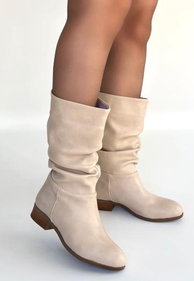 Bluefeet Bej Cilt Körüklü Kadın Çizme