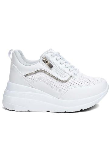 Hkursat Flt Beyaz Fermuarlı Bağcıklı Kadın Spor Ayakkabı