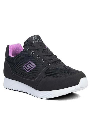 Hkursat Siyah Lila Kadın Günlük Bağcıklı Spor Ayakkabı