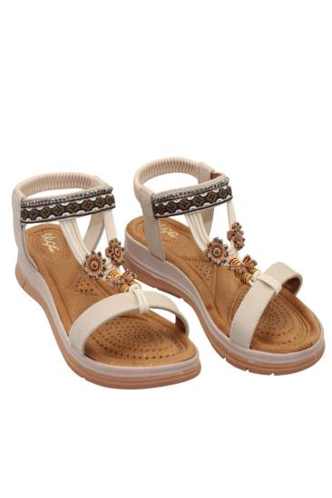 Hkursat Akç A25 Krem Günlük Taşlı Kadın Sandalet Ayakkabı