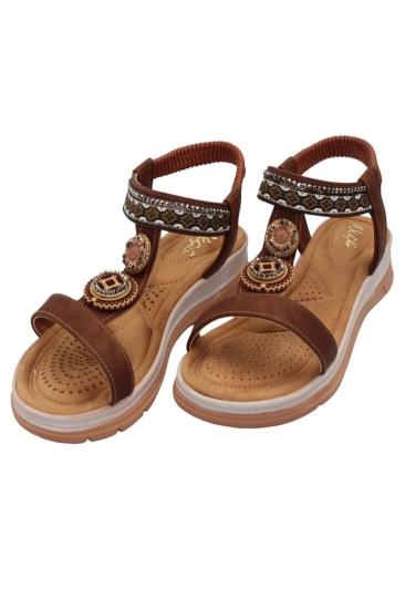 Hkursat Akç A26 Kahve Günlük Taşlı Kadın Sandalet Ayakkabı