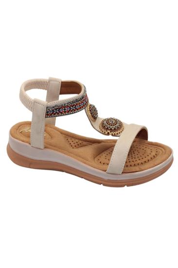 Hkursat Akç A26 Krem Günlük Taşlı Kadın Sandalet Ayakkabı