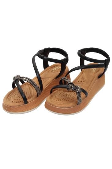 Hkursat Akç A32 Siyah Taşlı Kadın Sandalet Ayakkabı