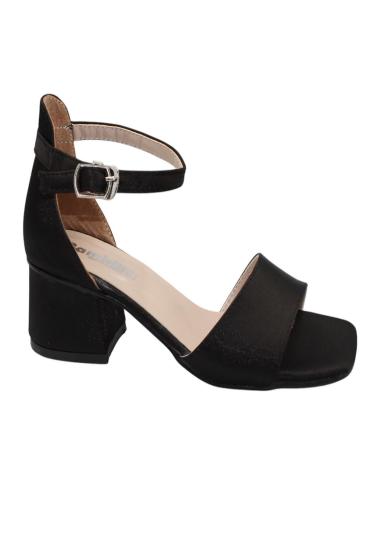 Hkursat Siyah Saten Kız Çocuk Topuklu Sandalet Ayakkabı