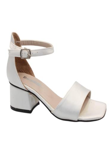 Hkursat Bej Saten Kız Çocuk Topuklu Sandalet Ayakkabı