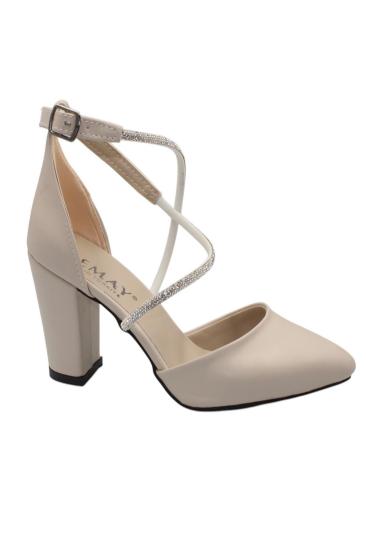 Hkursat Bej Kadın 8 Cm Kalın Topuklu Ayakkabı