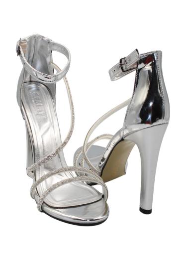 Hkursat Gümüş Kadın 10 Cm Rugan Topuklu Ayakkabı