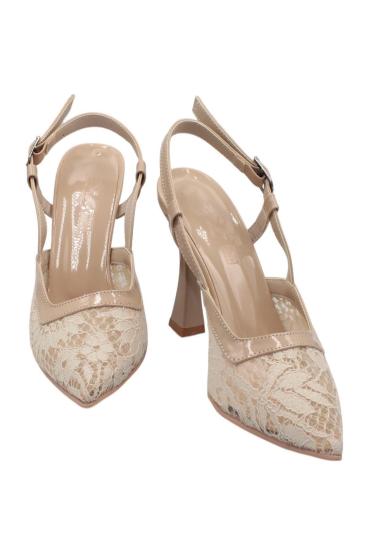 Hkursat Ten Tüllü Klasik Topuk Kadın Ayakkabı