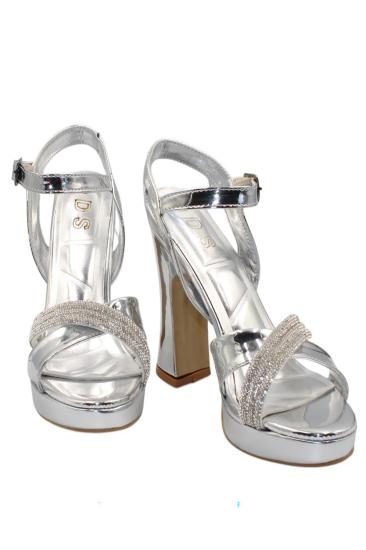 Hkursat Gümüş Kadıın Rugan Platform Topuklu Ayakkabı