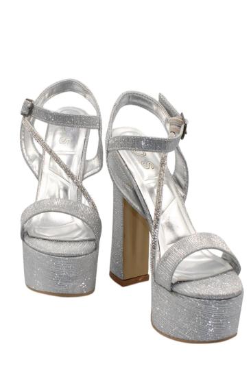 Hkursat Gümüş Kadın Çizgili Platform Topuklu Ayakkabı