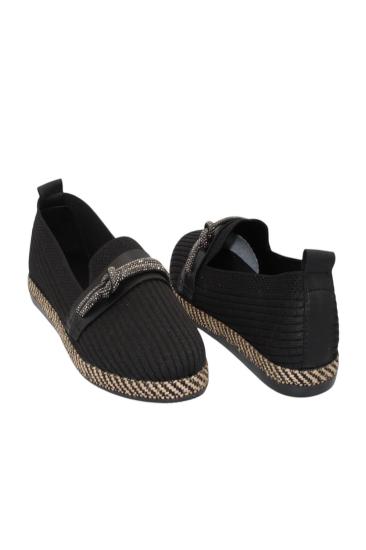 Hkursat Siyah Triko Taşlı Kadın Günlük Babet Ayakkabı