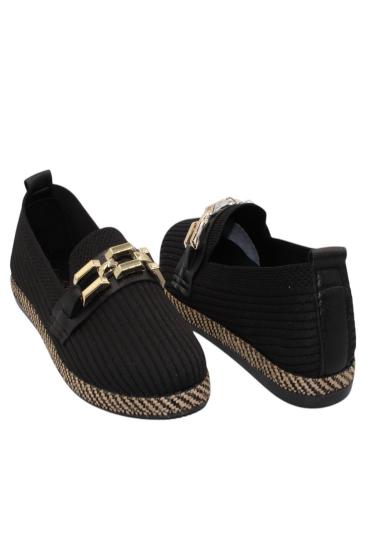 Hkursat Siyah Triko Tokalı Kadın Günlük Babet Ayakkabı