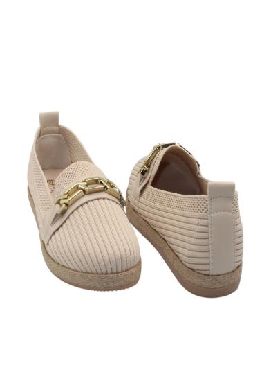 Hkursat Bej Triko Tokalı Kadın Günlük Babet Ayakkabı
