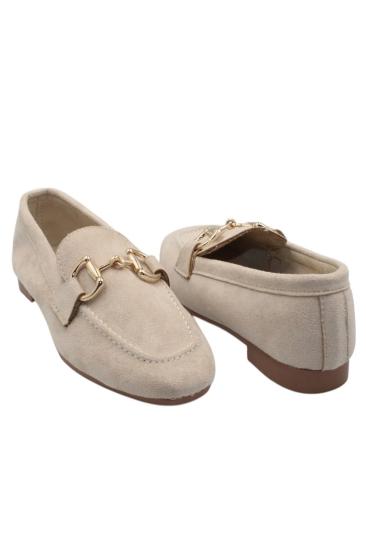 Hkursat Bej Kadın Tokalı Günlük Süet Babet Ayakkabı