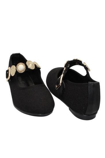 Hkursat Siyah Kumaş Tokalı Bantlı Günlük Babet Ayakkabı