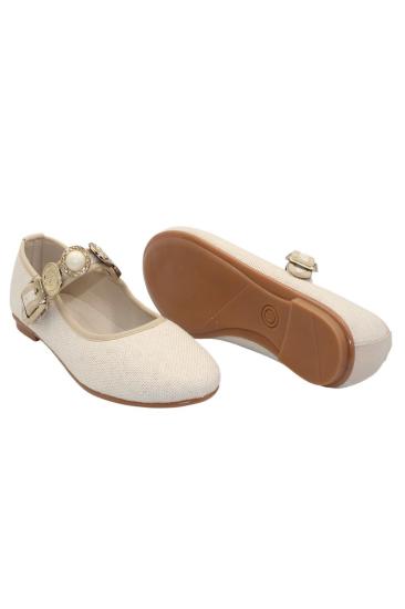 Hkursat Bej Kumaş Tokalı Bantlı Günlük Babet Ayakkabı