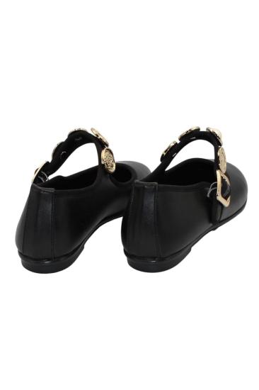 Hkursat Siyah Cilt Tokalı Bantlı Günlük Babet Ayakkabı