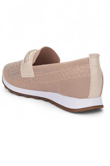 Hkursat Srt Bej Triko Tokalı Kadın Babet Ayakkabı