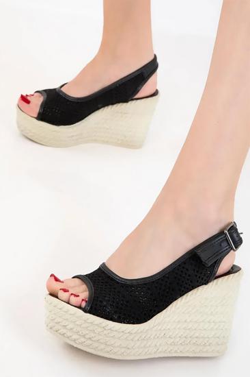 Hkursat Siyah Kadın Dolgu Topuklu Ayakkabı