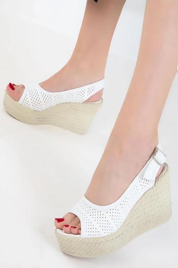 Hkursat Beyaz Kadın Dolgu Topuklu Ayakkabı