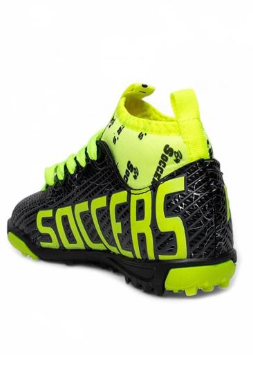 Hkursat Bys Siyah Sarı Erkek Çocuk Çoraplı Halısaha Ayakkabı