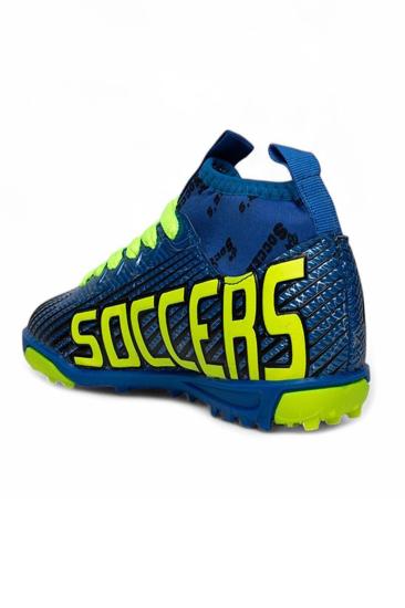 Hkursat Bys Mavi Sarı Erkek Çocuk Çoraplı Halısaha Ayakkabı