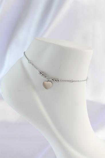 Hkursat 316L Çelik Gümüş Renk Zirkon Taş Detay Kalpli Halhal