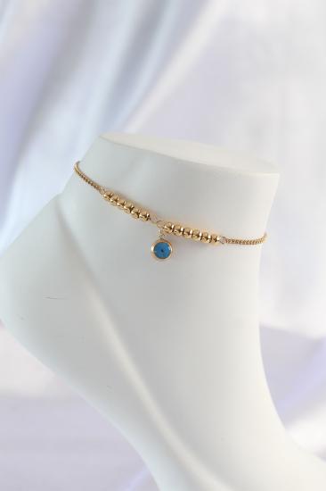 Hkursat 316L Çelik Gold Renk Minimal Nazar Boncuklu Halhal