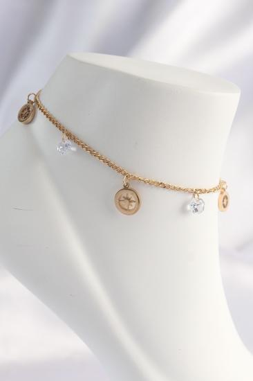 Hkursat 316L Çelik Gold Renk Zirkon Taşlı Yıldızlı Halhal