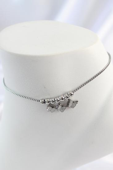 Hkursat 316L Çelik Gümüş Renk Simli Kelebek Model Kadın Halhal