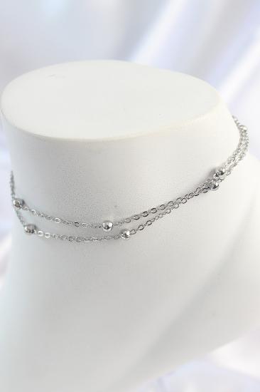 Hkursat 316L Çelik Gümüş Renk 2’Li Topçuk Detay Zincir Model Kadın Halhal