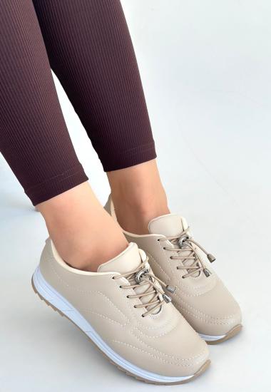Bluefeet Bej Cilt Bağcıklı Spor Ayakkabı