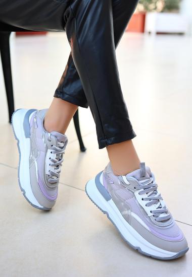 Bluefeet Gri Cilt Bağcıklı Spor Ayakkabı