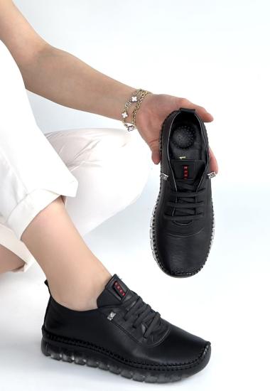 Bluefeet Siyah Deri Bağcıklı Spor Ayakkabı